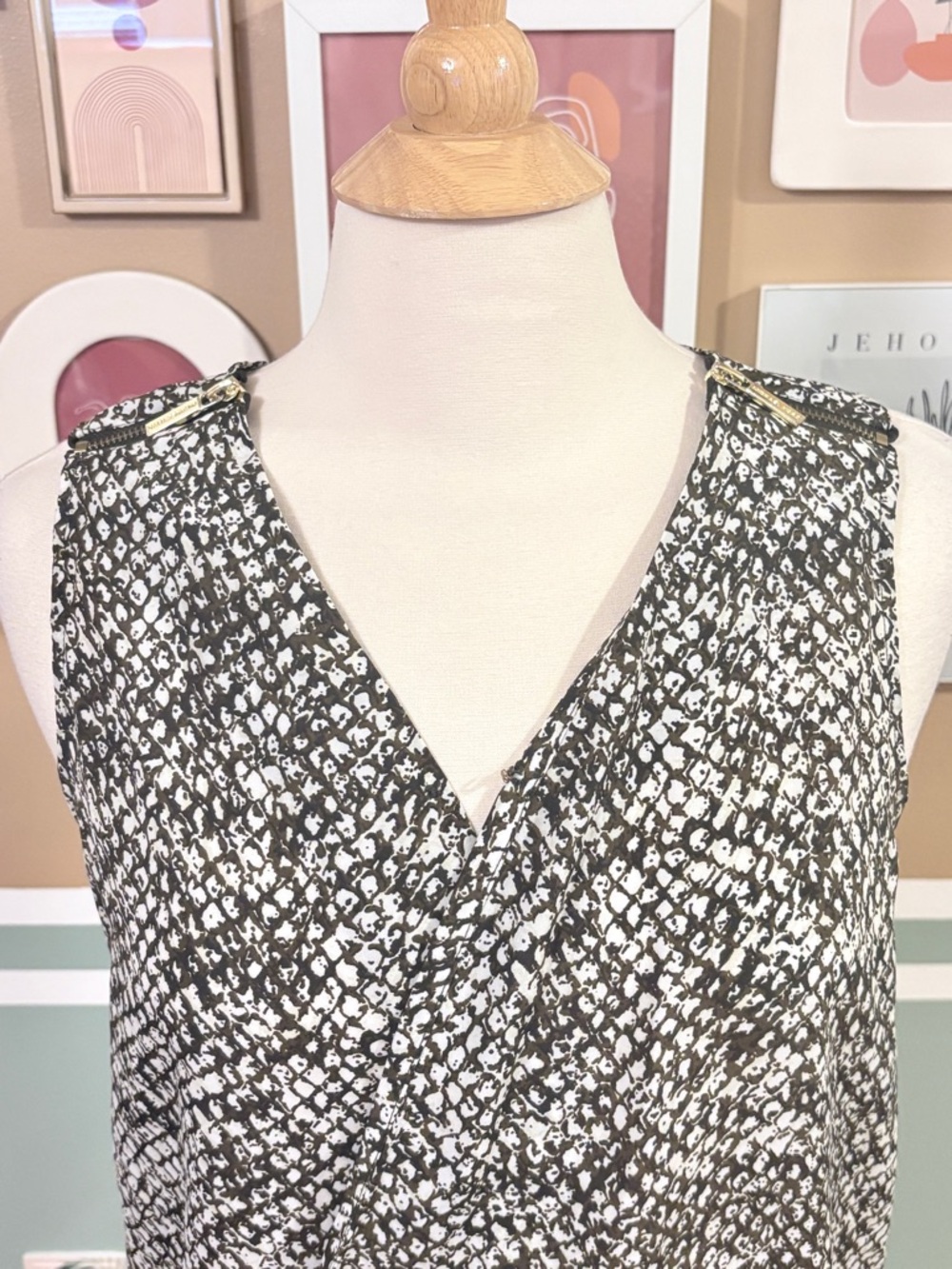 Michael Kors Sleeveless V-Neck Snakeprint Printed Blouse